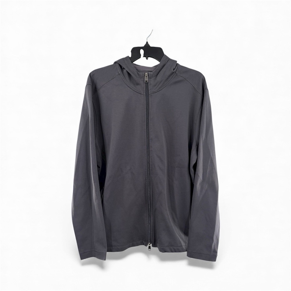 Raffi Etra‎ Men's Large Charcoal Gray Full Zip Jacket Aqua Cotton Hoodie